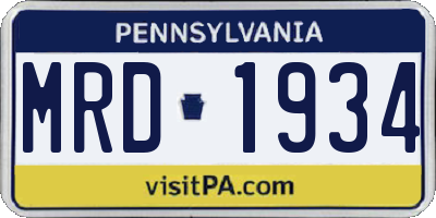 PA license plate MRD1934
