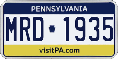 PA license plate MRD1935