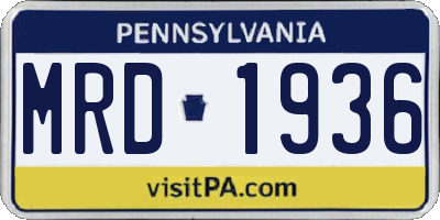 PA license plate MRD1936