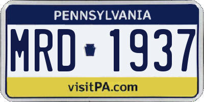 PA license plate MRD1937