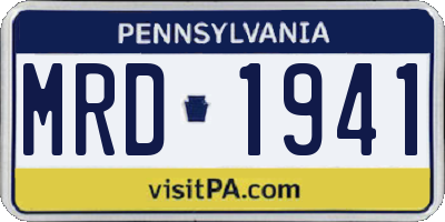 PA license plate MRD1941
