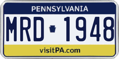 PA license plate MRD1948