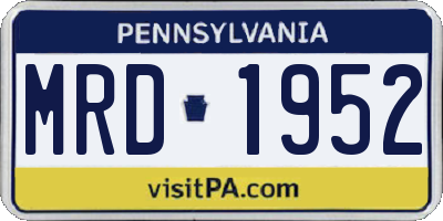PA license plate MRD1952