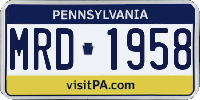 PA license plate MRD1958