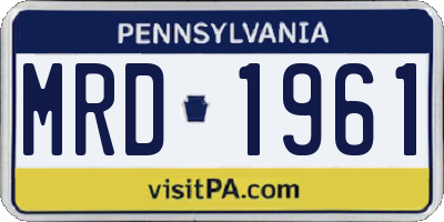 PA license plate MRD1961