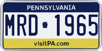 PA license plate MRD1965
