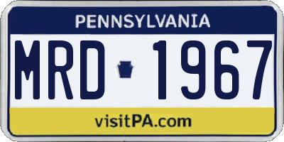 PA license plate MRD1967