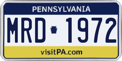PA license plate MRD1972