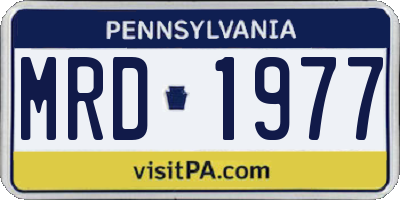 PA license plate MRD1977