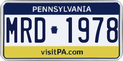 PA license plate MRD1978