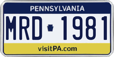 PA license plate MRD1981