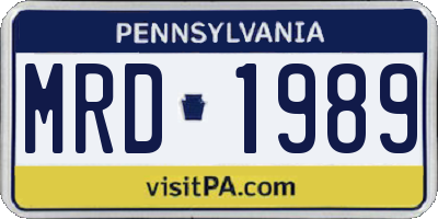 PA license plate MRD1989