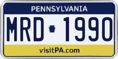 PA license plate MRD1990