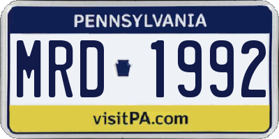 PA license plate MRD1992