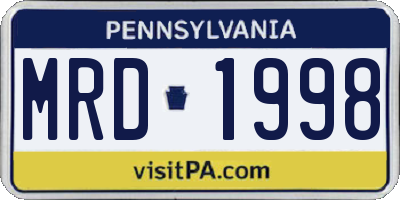 PA license plate MRD1998