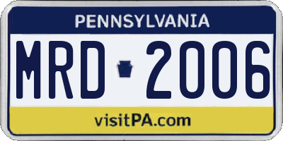 PA license plate MRD2006