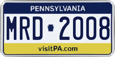 PA license plate MRD2008