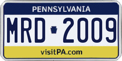 PA license plate MRD2009