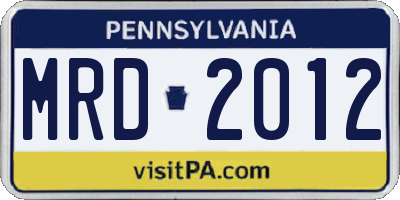 PA license plate MRD2012