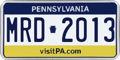 PA license plate MRD2013