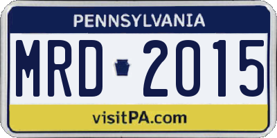 PA license plate MRD2015