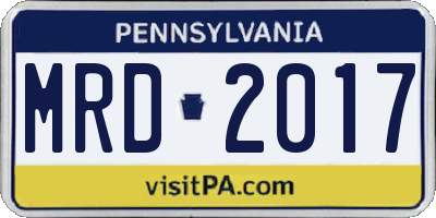 PA license plate MRD2017
