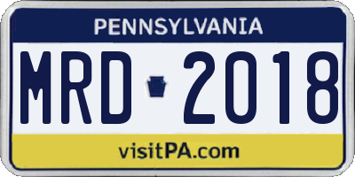 PA license plate MRD2018