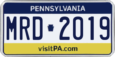 PA license plate MRD2019