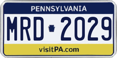 PA license plate MRD2029