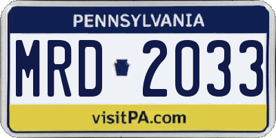 PA license plate MRD2033