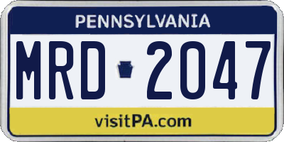 PA license plate MRD2047