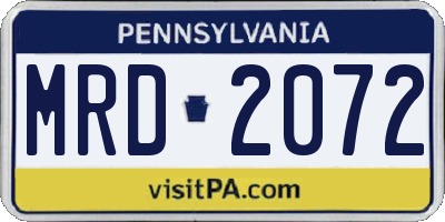 PA license plate MRD2072