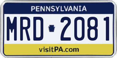 PA license plate MRD2081