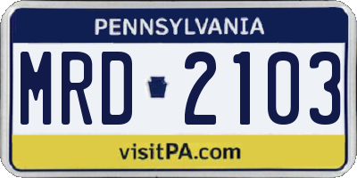 PA license plate MRD2103