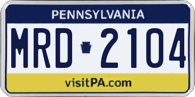 PA license plate MRD2104