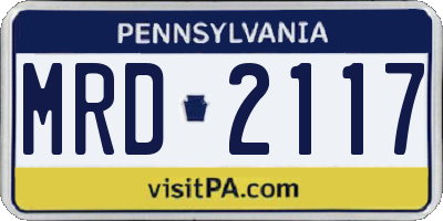 PA license plate MRD2117