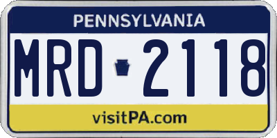 PA license plate MRD2118