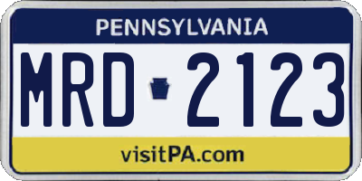 PA license plate MRD2123