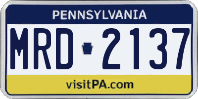 PA license plate MRD2137