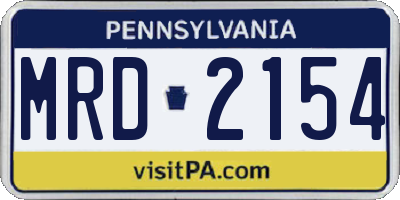 PA license plate MRD2154