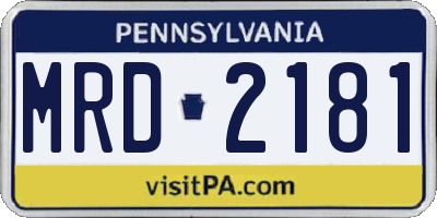 PA license plate MRD2181