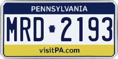 PA license plate MRD2193