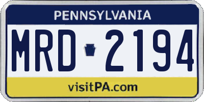 PA license plate MRD2194