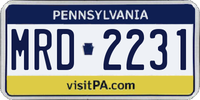 PA license plate MRD2231