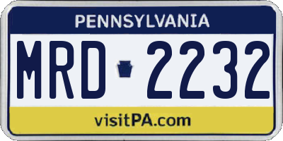 PA license plate MRD2232