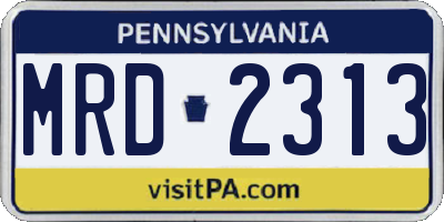 PA license plate MRD2313