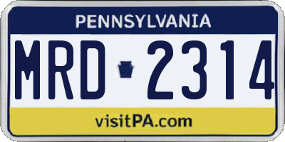 PA license plate MRD2314