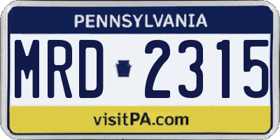 PA license plate MRD2315