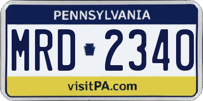 PA license plate MRD2340
