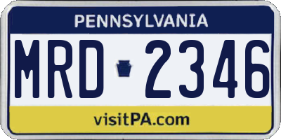 PA license plate MRD2346